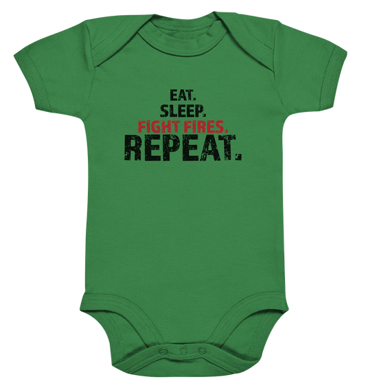 Eat. Sleep. Fight Fires. Repeat. - Organic Baby Bodysuite